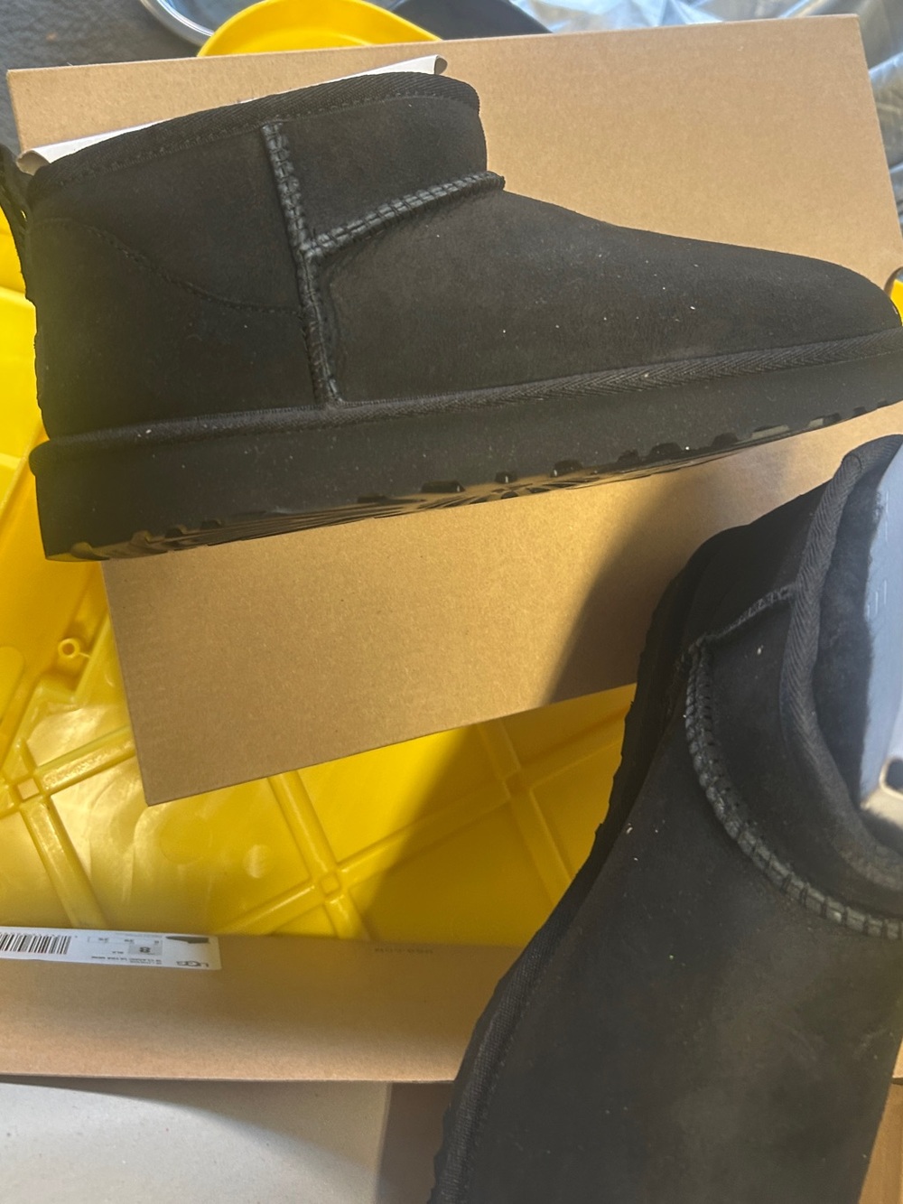 UGG Black Short Suede Ankle Boots - Picture 2 of 4